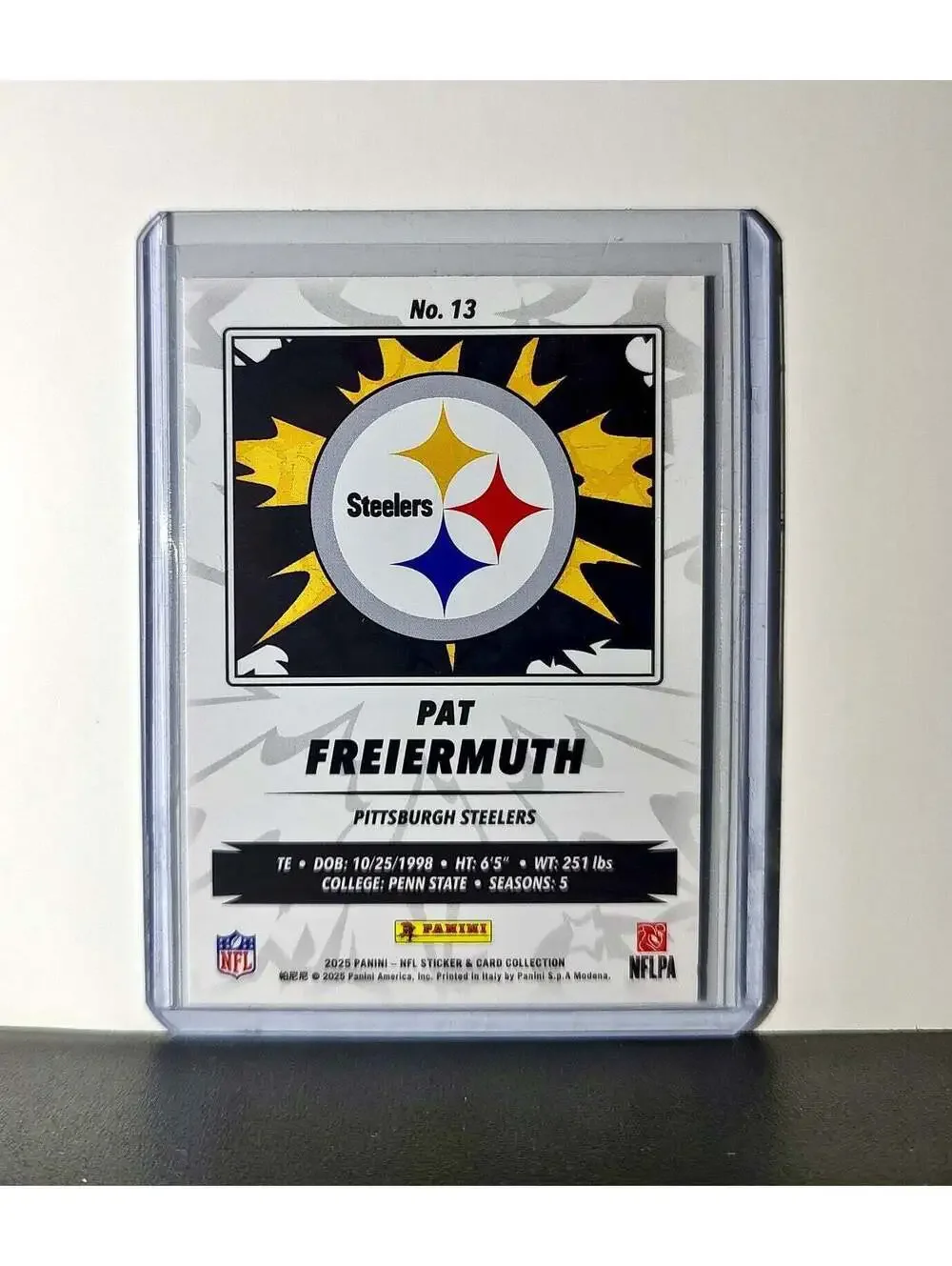 Pat Freiermuth 2025 Panini NFL #13 Sticker Card Pittsburgh Steelers